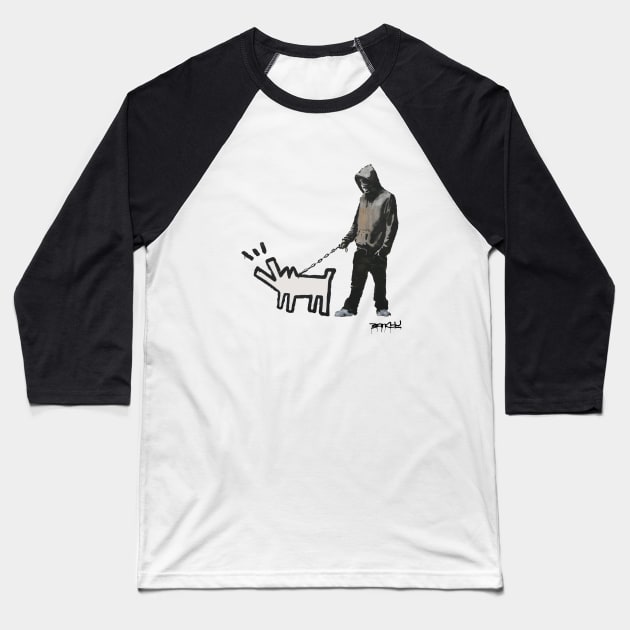 BANKSY Haring Dog Baseball T-Shirt by inkstyl